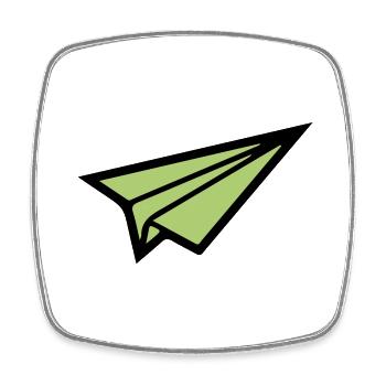 Avion en papier 02 - Magnet carré - blanc - Devant
