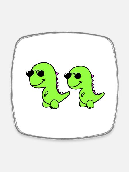 Cool Dinos - Magnet carré - blanc
