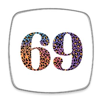 69th Birthday Leopard - Square fridge magnet - white - Front