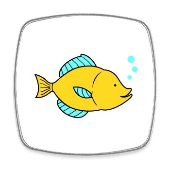 fisch comic - Viereckiger Kühlschrankmagnet - Weiß - Vorne