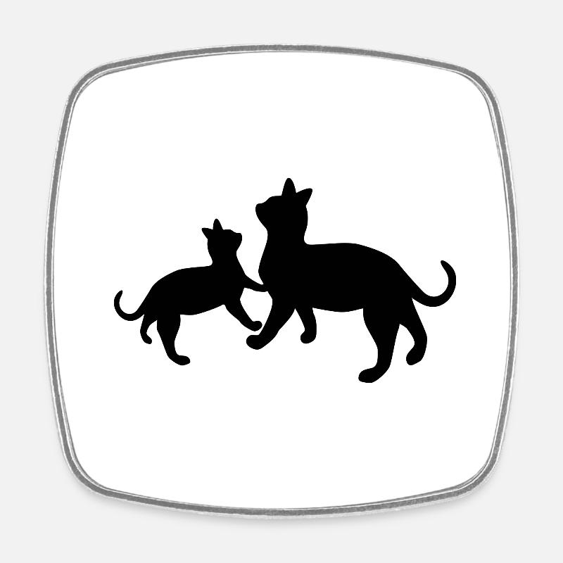 Black Cats - Square fridge magnet - white