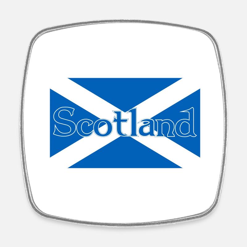 Scotland Flag with text on top - Square fridge magnet - white