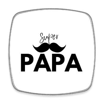 Super papa - Magnet carré - blanc - Devant