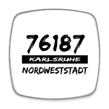76187 Karlsruhe Nordweststadt - Viereckiger Kühlschrankmagnet - Weiß - Vorne