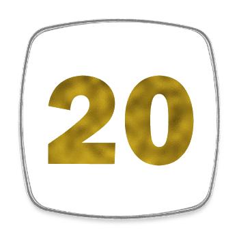 Anniversaire 20 ans - Magnet carré - blanc - Devant
