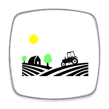 Ferme de tracteurs - Magnet carré - blanc - Devant