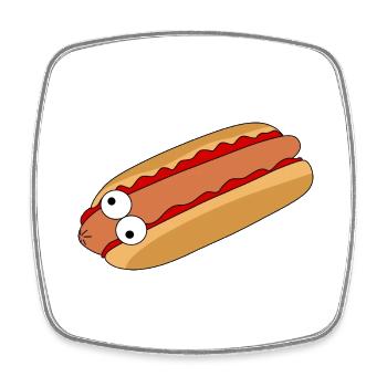 Verrückter Hotdog - Viereckiger Kühlschrankmagnet - Weiß - Vorne