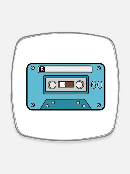 60er Musikkassette - Viereckiger Kühlschrankmagnet - Weiß