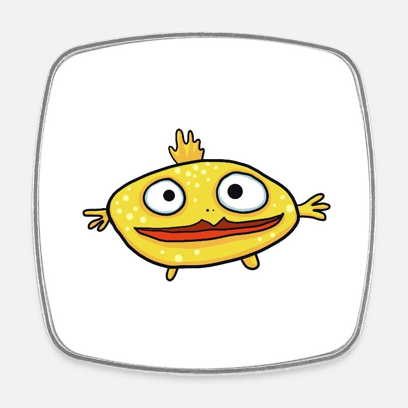 Funny Yellow Fish - Square fridge magnet - white
