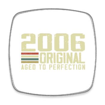 Né en 2006 - Vintage 2006 - 18e Anniversaire Rétro - Magnet carré - blanc - Devant