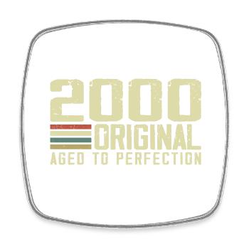 Born in 2000 - Vintage 2000 - 24th Retro Anniversary - Square fridge magnet - white - Front