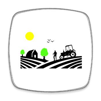 Ferme de tracteurs - Magnet carré - blanc - Devant
