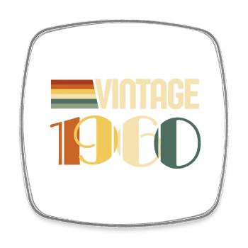 Vintage Geburtstagsgeschenk aus den 1960er Jahren - Viereckiger Kühlschrankmagnet - Weiß - Vorne