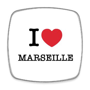 Ich liebe Marseille | Marseille | I Herz Marseille - Viereckiger Kühlschrankmagnet - Weiß - Vorne