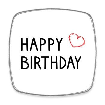 ANNIVERSAIRE. HAPPY BIRTHDAY. JOYEUX ANNIVERSAIRE. - Magnet carré - blanc - Devant