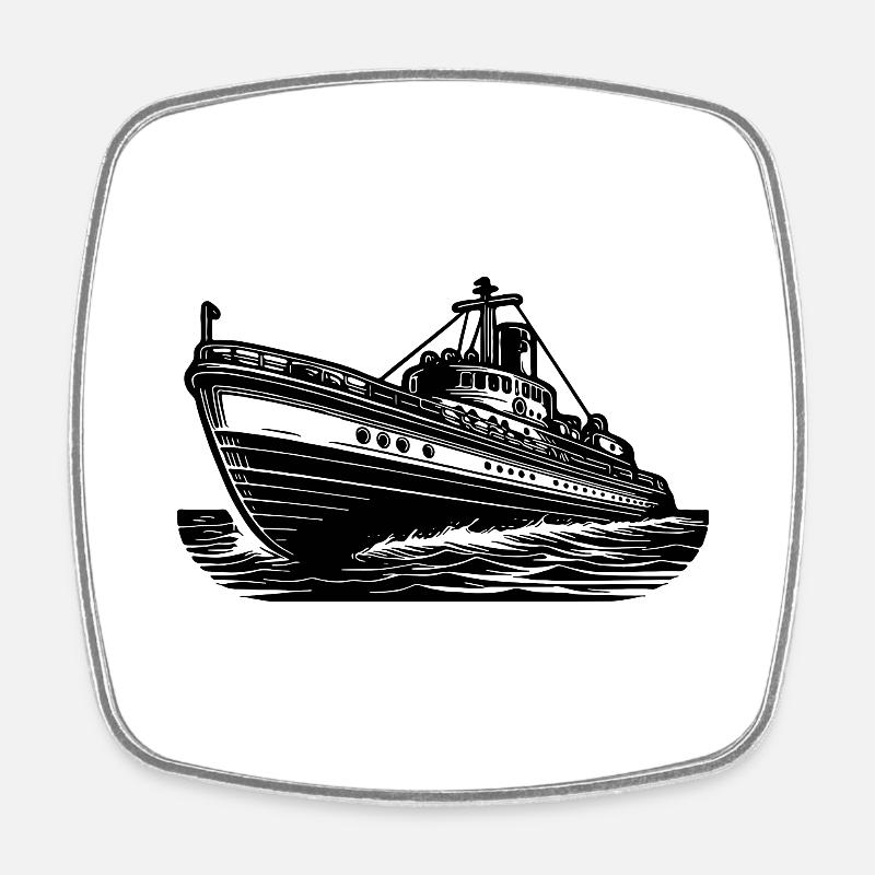 Schnittiges Hochseeschiff Kutter Schlepper - Viereckiger Kühlschrankmagnet - Weiß