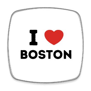 I Love Boston, États-Unis - Magnet carré - blanc - Devant