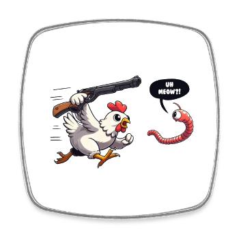 Euh MIAOU Drôle de ver chat poulet disant - Magnet carré - blanc - Devant