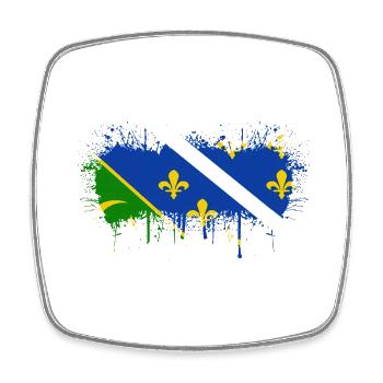 Bosnien, Herzegowina, Europa, Bosnien und Flagge Mostar - Viereckiger Kühlschrankmagnet - Weiß - Vorne