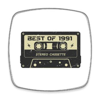 Retro cassette tape 1991 vintage 1991 birthday 1991 - Square fridge magnet - white - Front