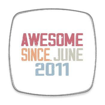 Juin 2011 Juin Cadeau Anniversaire June 2011 Rétro - Magnet carré - blanc - Devant