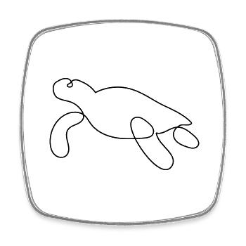 Turtle One-Line Style - Square fridge magnet - white - Front