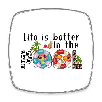 summer lake nature flora art pool sea beach love - Square fridge magnet - white - Front