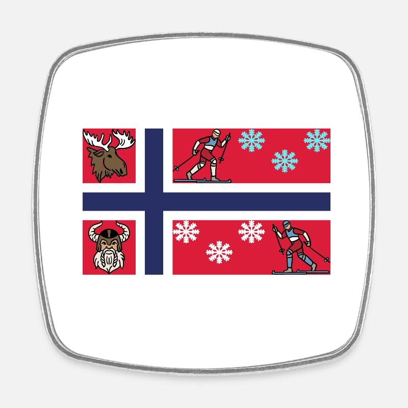 Drapeau de la Norvège - Magnet carré - blanc
