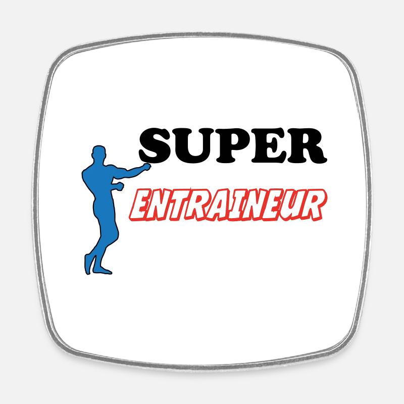 SUPER TRAINER - Viereckiger Kühlschrankmagnet - Weiß