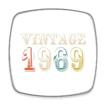 Jahrgang 1969 - 55. Geburtstag - 55 Jahre alt - Viereckiger Kühlschrankmagnet - Weiß - Vorne