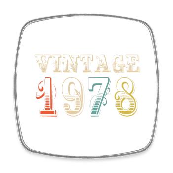 Jahrgang 1978 - 46. Geburtstag - 46 Jahre alt - Viereckiger Kühlschrankmagnet - Weiß - Vorne