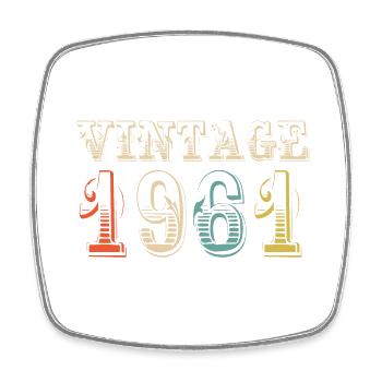 Jahrgang 1961 - 63. Geburtstag - 63 Jahre alt - Viereckiger Kühlschrankmagnet - Weiß - Vorne
