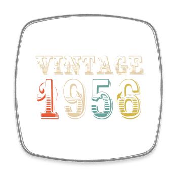 Jahrgang 1956 - 68. Geburtstag - 68 Jahre alt - Viereckiger Kühlschrankmagnet - Weiß - Vorne