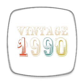 Vintage 1990- 34th birthday - 34 years old - Square fridge magnet - white - Front