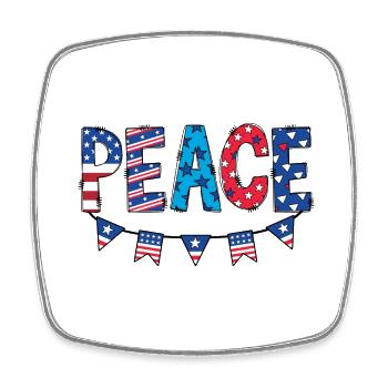 Peace in Red, White, and Blue - Magnet carré - blanc - Devant