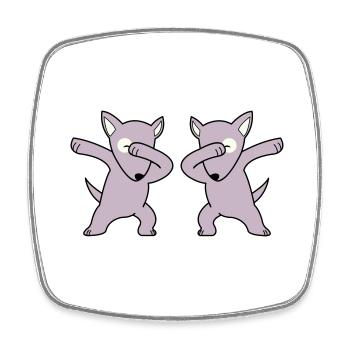 dog dabbing - Square fridge magnet - white - Front