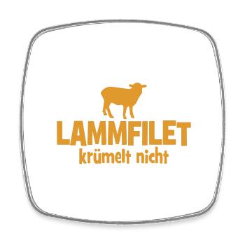 Lammfilet krümelt nicht - Grill - grillen - Viereckiger Kühlschrankmagnet - Weiß - Vorne
