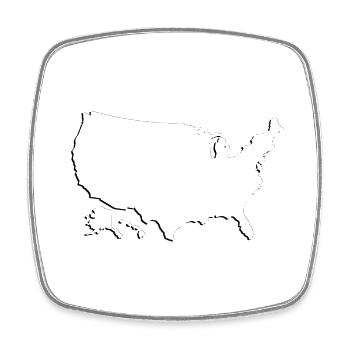 United States | Map | Shadow - Square fridge magnet - white - Front