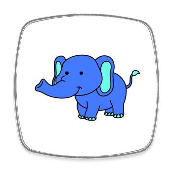 éléphant - Magnet carré - blanc - Devant