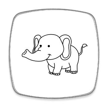 elefant - Viereckiger Kühlschrankmagnet - Weiß - Vorne
