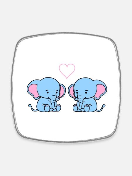 elephant love - Viereckiger Kühlschrankmagnet - Weiß