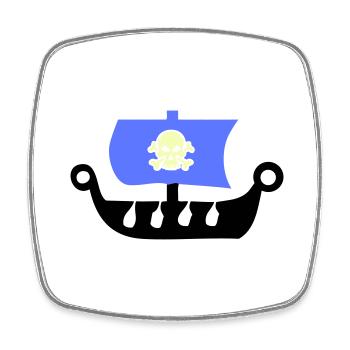 pirate ship - Square fridge magnet - white - Front