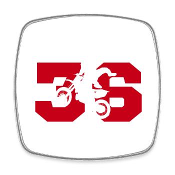 Moto 36 motard - Magnet carré - blanc - Devant