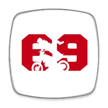 Moto 69 motard - Magnet carré - blanc - Devant