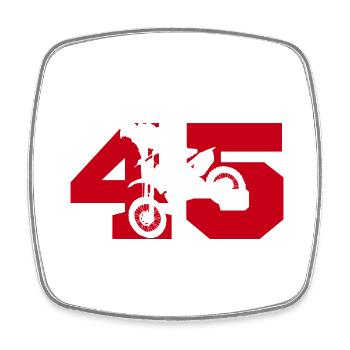 Moto 45 motard - Magnet carré - blanc - Devant