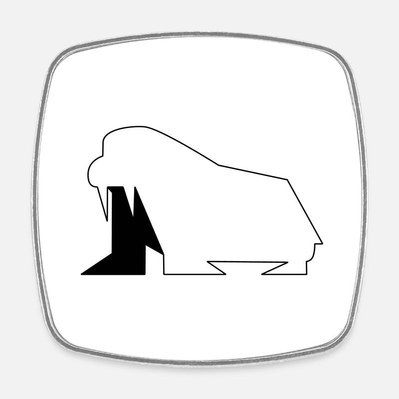 Walrus 02 - Viereckiger Kühlschrankmagnet - Weiß