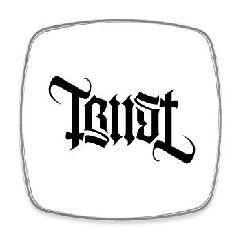 TRUST AMBIGRAM gothic - Square fridge magnet - white - Front