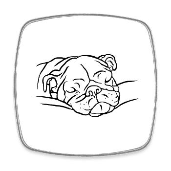 English Bulldog Sleeping - Square fridge magnet - white - Front
