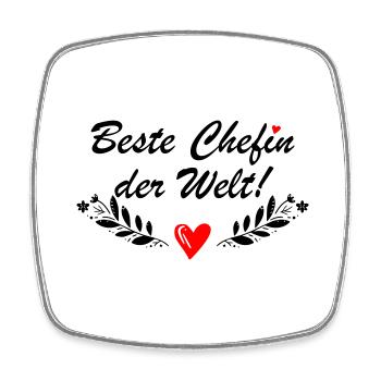 Beste Chefin der Welt - Viereckiger Kühlschrankmagnet - Weiß - Vorne