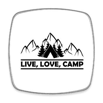 Live Love Camp - Viereckiger Kühlschrankmagnet - Weiß - Vorne